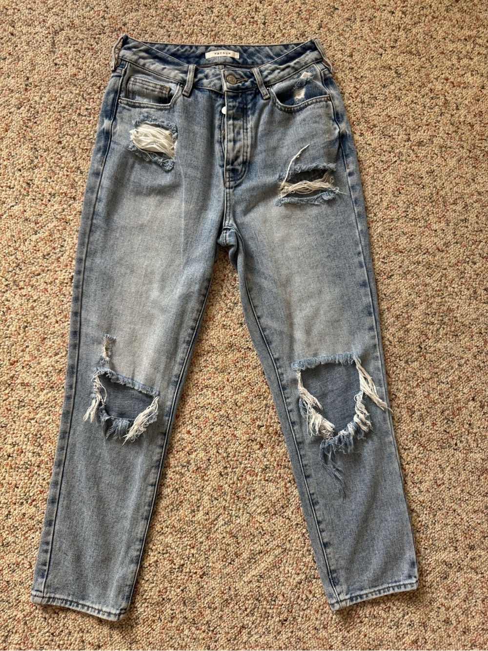 PacSun Women's Distressed Mom Jeans - Light Blue Wash